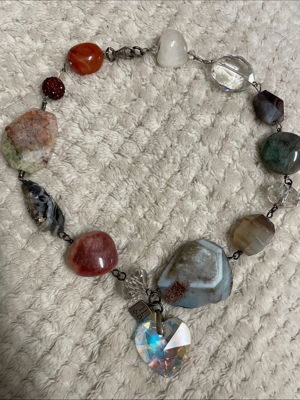 Hillberg and berk Multi-gem Stone Swavorski Crystal heart Pendant Necklace